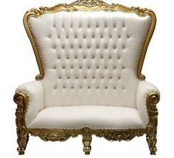 Throne Loveseat<br>Gold Frame/Tufted Crystal Accents
