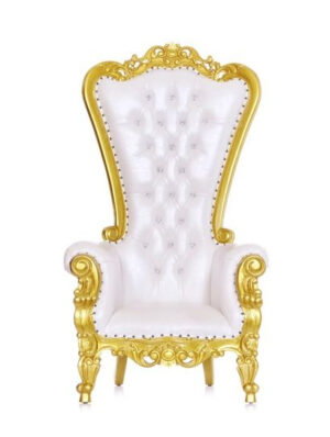 Throne Chair<br>Gold Frame/Tufted Crystal Accents