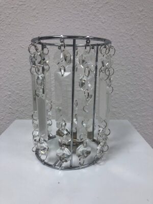 6.5″ Bling Round Candle Holder (silver)