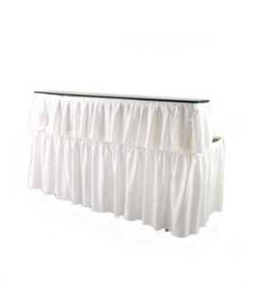 6ft table w/Bar Riser and Skirts<br> White Top/Bottom